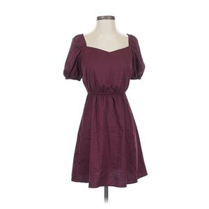 Burgundy Puff Sleeve Dress